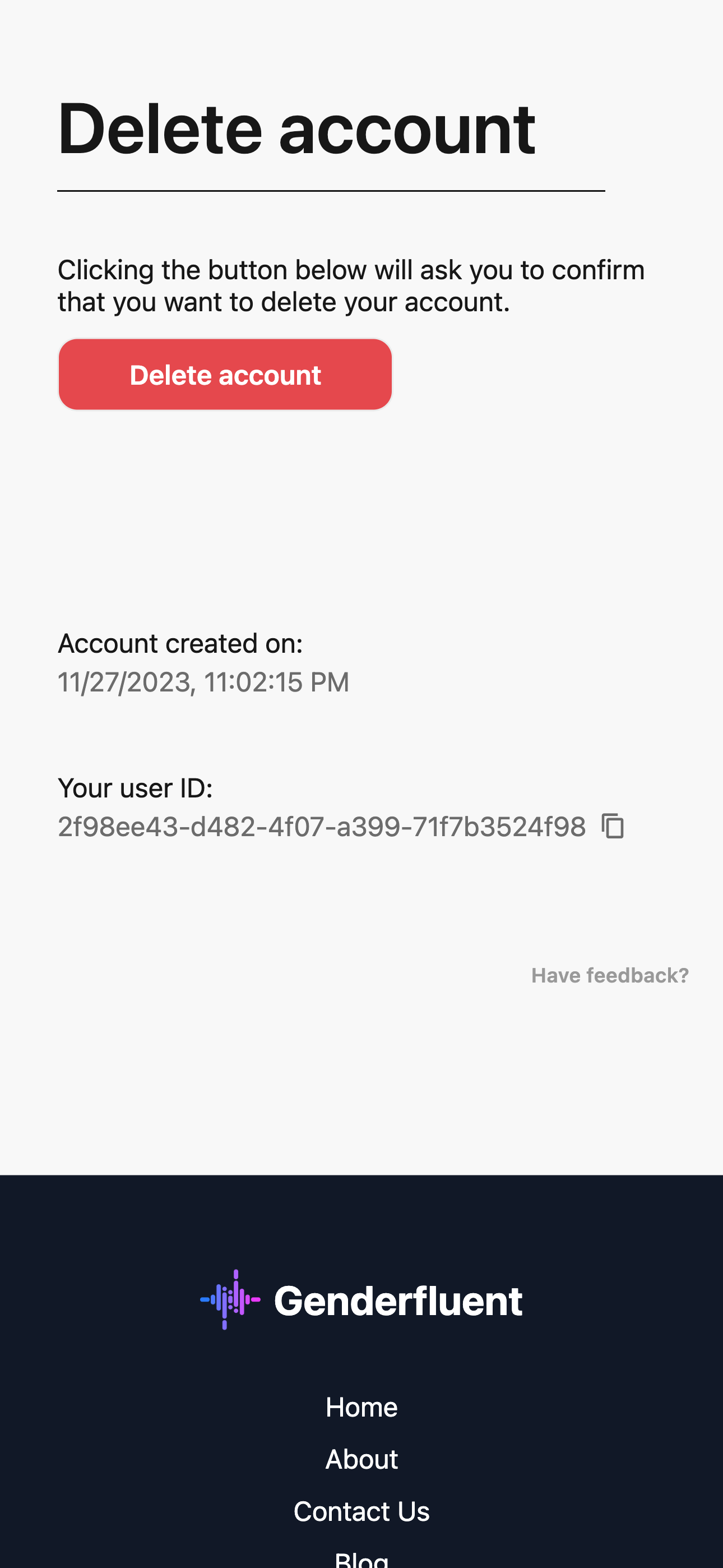 Delete Account Section